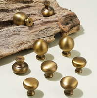 Poignées Rondes Rétro en Laiton Antique, Boutons de Meuble en Bronze Jaune pour Armoire à Chaussures, Bibliothèque, Penderie et Placard de Style Français
