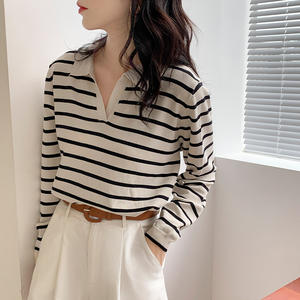 Fabricado en China Factory Oem Mujeres Sex Horse <span class=keywords><strong>Polo</strong></span> Camiseta Moda <span class=keywords><strong>Mujer</strong></span> <span class=keywords><strong>Rayas</strong></span> Polos Camisa - Product Image 1