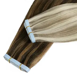 New double drawn flat track russian remy human hair weave 100g hair extensions nastro di trama pu nei capelli