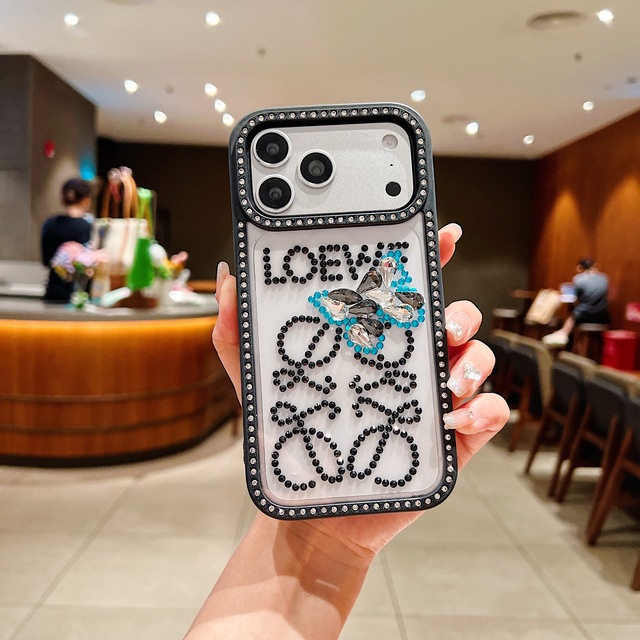 Glitter 3D Butterfly Shiny Case for IPhone 17 16 15 14 13 12 Pro Max Plus Diamond Bling Sparkly Rhinestone Girls Pink Cute Cover