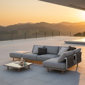 Ensemble <span class=keywords><strong>de</strong></span> mobilier <span class=keywords><strong>de</strong></span> <span class=keywords><strong>jardin</strong></span> moderne KMJ en rotin PE et aluminium avec tissu pour la maison, les hôtels, les balcons privés, les parcs, les salles à manger et les salons - Product Image 2