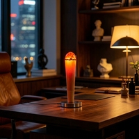 Lampe de bureau décorative artistique créative style Wabi-sabi, ambiance feu de camp simulée, lumière variable tricolore, veilleuse