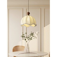 Nordique Wabi Sabi Fleur Lustre Vintage E27 Pendentif Lumière Réglable Hauteur Ovale Abat-Jour Fait Coton Chanvre Lin Tissu pour