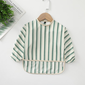 Bavoir <span class=keywords><strong>en</strong></span> tissu lavable doux à manches longues avec poche, bavoir à enfiler, <span class=keywords><strong>tablier</strong></span> imperméable <span class=keywords><strong>pour</strong></span> l'alimentation des bébés - Product Image 2