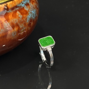 Anello in Giadeite Naturale Birmana Grado A, Anello Quadrato in Giadeite Verde per Uso Quotidiano Femminile, Regalo in Giadeite (con Certificato NGTC) - Product Image 5