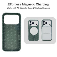 Protection d'objectif magnétique en cuir PU vert olive mat à motif répété pour iPhone 15 Pro Max 18 16 17