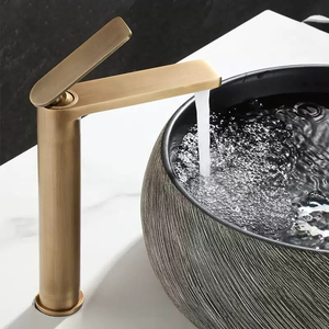 Robinet de lavabo vintage français en laiton, monocommande, monotrou, à poser sur comptoir, avec valve en céramique, finition brossée, pour salle de bain <span class=keywords><strong>WC</strong></span> - Product Image 4