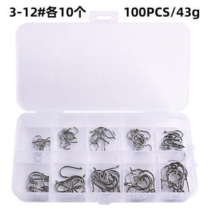 100-teiliges Angelhaken-Set in Box, Stahlhaken zum Karpfenangeln, Jig-Haken mit Öhr, Fischhaken in 10 Größen 3#-12#, Pesca Angelzubehör-Werkzeug - Product Image 6