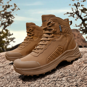DF23 6012 <b>Brown</b> AltTrek Men Mid Calf Tactical Boots <b>Tan</b> Waterproof Outdoor Hiking Shoes All Seasons Nylon Material - Product Image 1