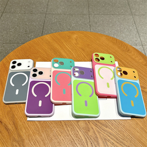 เคสโทรศัพท์แม่เหล็กสีนีออนด้านหลากสีสำหรับ iPhone 17 16 15 14 Pro Max ลายดอกทานตะวันไล่เฉดสีรุ้งแบบด้านหลังลายโดปาไมน์ - Product Image 3