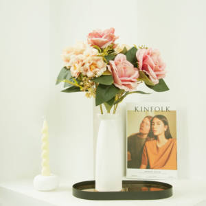 Роскошные украшения для дома и сада искусственные шелковые цветы букет роз искусственная свадебная ткань цветы розы - Product Image 1