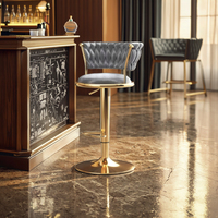 Chaise de bar élégante et moderne pour salle à manger, mobilier d'appartement, tabourets de bar rembourrés avec dossier et repose-pieds