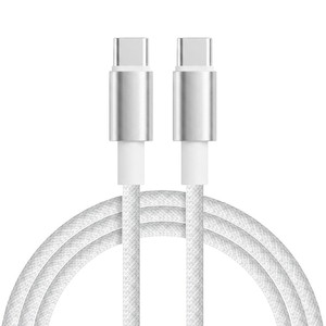 Braided Type <b>C</b> To Type <b>C</b> <b>Charging</b> Cable 1M Nylon Jacket Fast Charge For Mobile Phone White And Black - Product Image 4