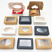Mini boîte en papier kraft avec fenêtre pour emballage cadeau, idéale pour savons faits maison et friandises de boulangerie, avec doublure en éponge gaufrée