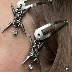 Épingle à cheveux punk en acier inoxydable avec rivets, pince BB unisexe, accessoire de mode personnalisé ZR20250827B3 - Product Image 2