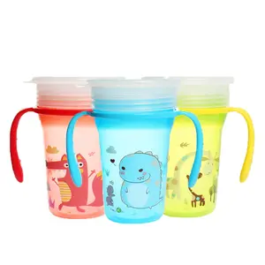 360 Degree Baby Drinking Cup with Handle Leak-Proof Water Training Cup for Infants Baby Drink Water 300ml