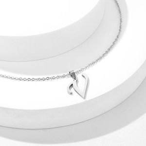 Collar Moderno Grande de Acero Inoxidable con 26 Letras para Mujer, Joyería Transfronteriza Pulida con Cadena de Clavícula y Perlas al por Mayor - Product Image 6