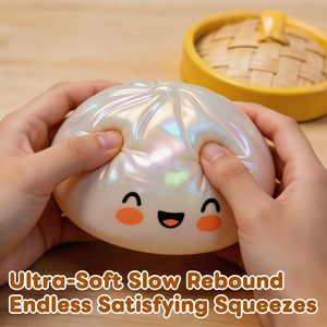 <b>Glitter</b> Dumpling, <b>Glitter</b> Dumpling Squishy with Box, 6 Color Options Dumplings Squishy Toy for Stress Relief (<b>Red</b>) - Product Image 2