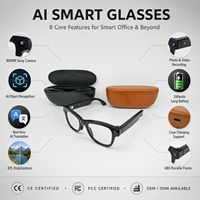 Lunettes intelligentes avec caméra IA, enregistrement vidéo 4K, étui de charge 290 mAh, Bluetooth, WiFi, architecture double puce, caméra 8MP