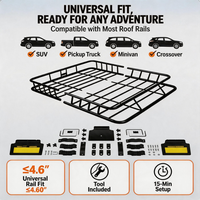 Panier de toit robuste en acier 68 kg pour pick-up, plateforme de chargement amovible pour camping-car et aventure en pick-up