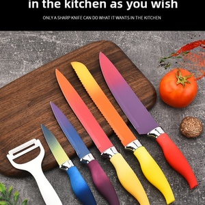 Hot Sales Colorful Coating Chef <b>Knife</b> Slicing Paring Utility <b>Bread</b> <b>Knife</b> Set Stainless Steel Kitchen <b>Knives</b> for Kitchen Cutting - Product Image 6