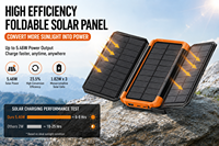 Nouvelle Banque d'alimentation solaire extérieure 2026 20000mAh avec chargeur rapide sans fil, panneau solaire pliable, lampe torche LED et fonction SOS