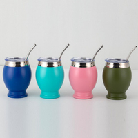 Vente chaude : Ensemble de gourde à yerba mate classique en acier inoxydable à double paroi de 12 oz, avec logo personnalisé, gourde à mate, tasses à thé avec paille