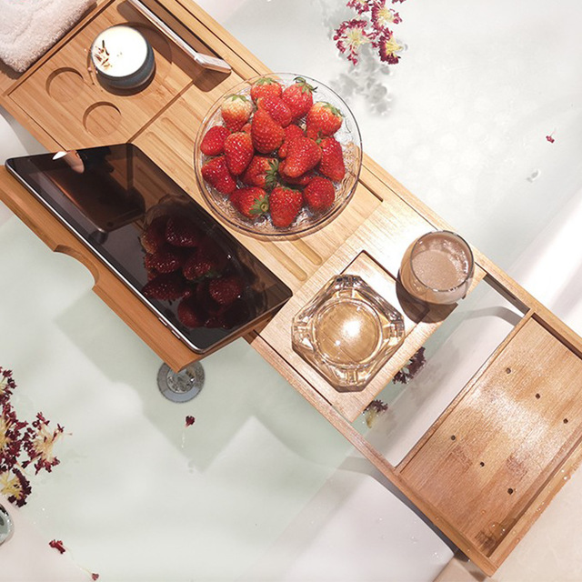 Лидер продаж, роскошный раздвижной бамбуковый Органайзер для ванной