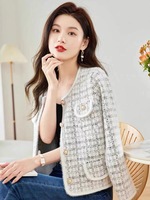 Nouveau Cardigan à carreaux à col rond tricoté pour femmes à la mode pour femmes automne-hiver manches longues manteau polaire pull chaud