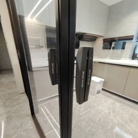 Porte coulissante en aluminium à cadre fin, porte coulissante en verre minimaliste à grande vue pour la décoration intérieure et extérieure de la maison