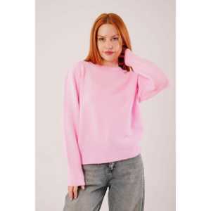 Pull en maille décontracté à col rond rose pour femme, fin, en cachemire, taille XS, logo sur le devant, motif imprimé d'hiver, vente en gros - Product Image 4