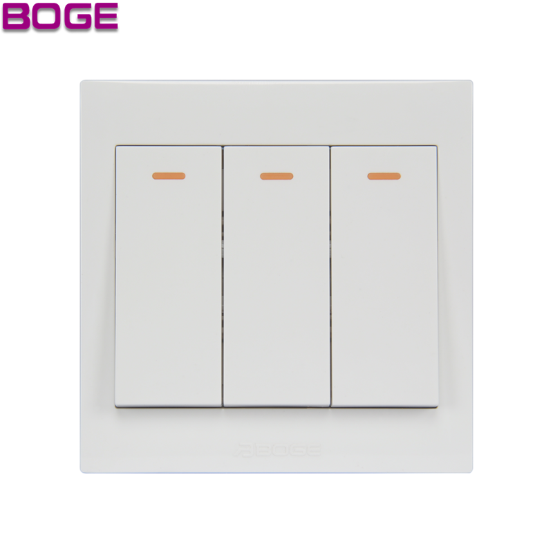 BOGE White 3 gang 2 way BS interruttori elettrici a parete per uso domestico interruttore a pannello per presa