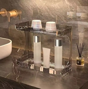 Dual Layer Bathroom Storage Rack Toilet Organizer with Cosmetics Storage <b>Box</b> Desktop <b>Shelf</b> for Washstand Accessories - Product Image 1