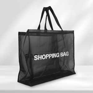 大容量黒透明メッシュトートバッグシングルショルダースイミングビーチバッグ再利用可能食料品ナイロンネットショッピングバッグ - Product Image 3
