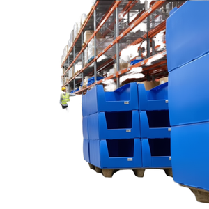 Contenedor de Almacenamiento Apilable de Plástico PP Azul, Contenedor Rectangular para Piezas de Almacén Industrial, Contenedor de Recogida, Suministro de Fábrica OEM - Product Image 1