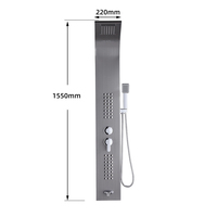 Panneau de douche en acier inoxydable brossé avec jets de pluie en cascade et jets latéraux pour salle de bain de luxe, hôtel et spa