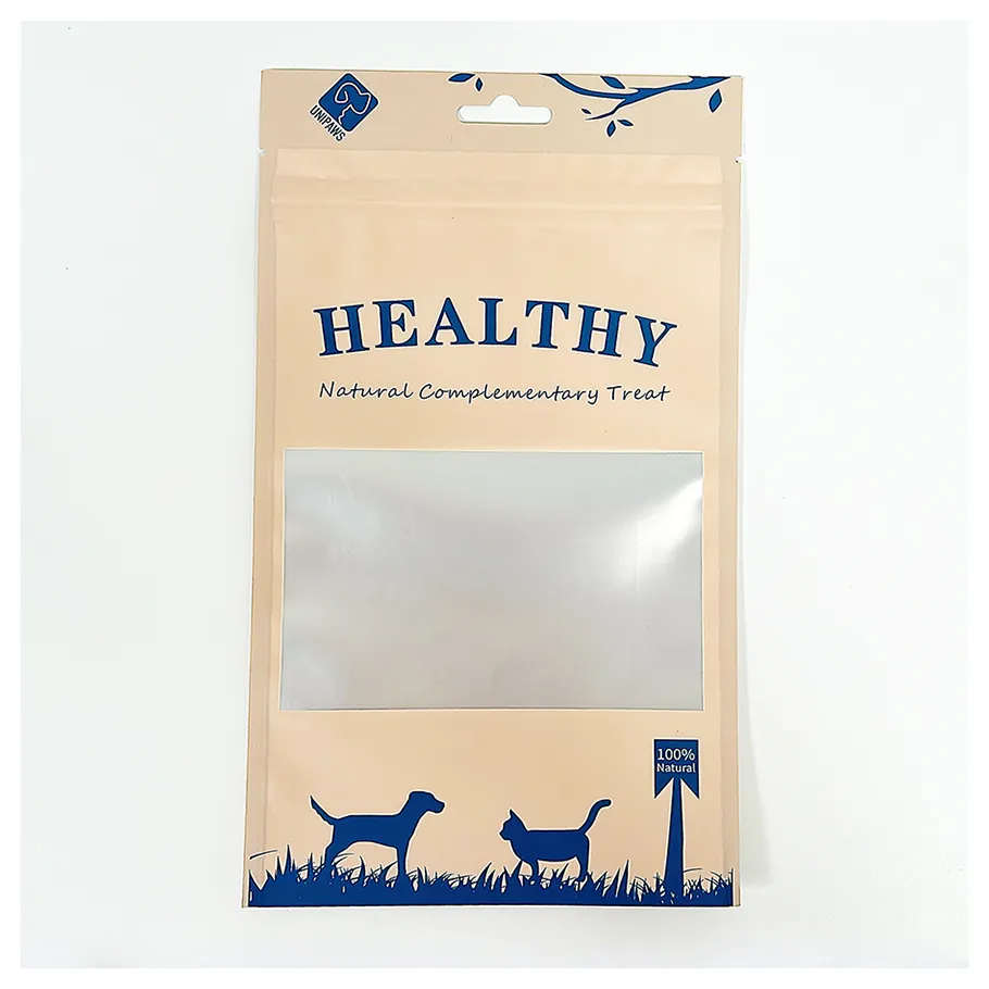 Individueller digitaldruck wiederverschließbarer dreiseitiger Fußballpapier-Tasche aus Kunststoff für Haustierfutter