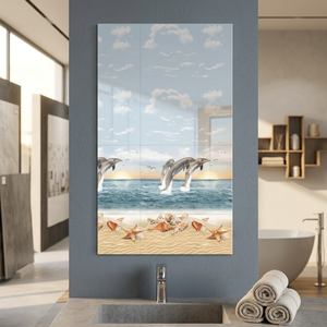 Carreaux muraux en céramique 300x600mm, géométrie triangulaire, brillants et vibrants, antibactériens, pour salle de bain et décoration intérieure de centres commerciaux en porcelaine - Product Image 5