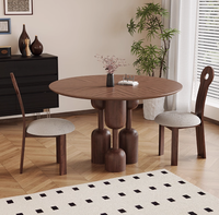 Table à manger ronde en bois massif laqué, fabrication artisanale moderne, 90 cm, 4 chaises, pour villa, appartement, hôtel, 8 personnes
