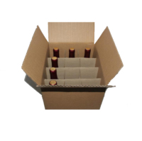 Boîte d'emballage en carton ondulé brun multi-tailles pour 6, 12 ou 24 bouteilles de vin, avec séparateurs renforcés