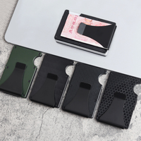 Portefeuille minimaliste pour homme en alliage d'aluminium avec blocage RFID et pince à billets en métal, fin et léger, porte-cartes