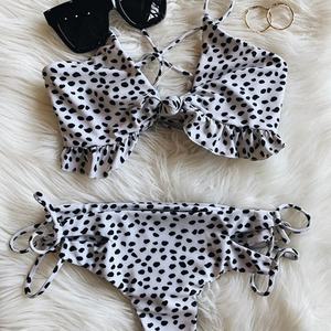 Conjunto de Bikini de Dos Piezas con Estampado Floral y Encaje, Cintura Alta, Tirantes Laterales y Tanga, para Mujer, Talla XL, OEM/ODM - Product Image 4