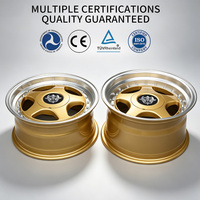 Ruedas FLowtone en Oferta, Borde Pulido 15x7/8.5 4x100/98 ET15 30, Llanta de Aleación Fundida de Cinco Radios para VW Golf Polo BMW E30 E36