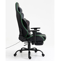 Chaise de jeu en cuir PU avec éclairage LED RGB à changement de couleur, fauteuil inclinable de course, accoudoir pivotant, appui-tête et coussin lombaire pour PC