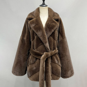 <span class=keywords><strong>Manteau</strong></span> de luxe en fausse <span class=keywords><strong>fourrure</strong></span> de <span class=keywords><strong>vison</strong></span> pour femme, élégant motif chevron, veste en <span class=keywords><strong>fourrure</strong></span> artificielle à coutures en V, ceinturé, chaud, en peluche, pour l'hiver - Product Image 2