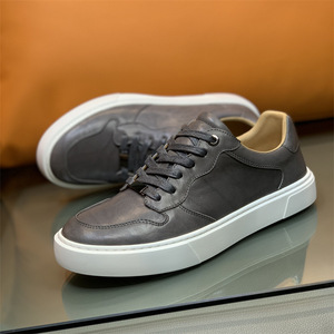 Sneakers Trendy in Vera Pelle di Vacchetta di Lusso per Uomo, <span class=keywords><strong>Scarpe</strong></span> Casual Grigie in Un Pezzo, Vendita all'Ingrosso e Dropshipping - Product Image 3