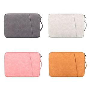Leather Waterproof Slim Pu Leather Laptop Sleeves case with Side Open Zipper Pocket - Product Image 1