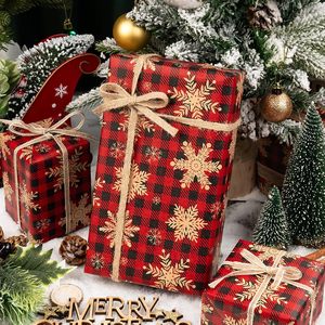 Maypluss Christmas Wrapping Paper Roll 17 Inch X 33 Feet Red Buffalo Plaid Snowflake Gift <b>Wrap</b> Recyclable - Product Image 3