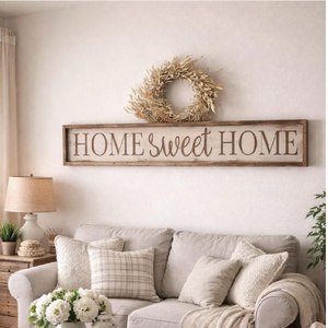 Insegna in Legno Rettangolare Rustica Stile Fattoria Eco-Friendly, Decorazione Murale Effetto Invecchiato 'Home Sweet Home' - Product Image 5