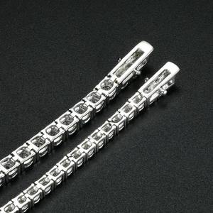 Bracelet à breloques en argent sterling 925 avec moissanite, style tennis, chaîne à maillons, bijoux de mode hip-hop, accessoire de style urbain - Product Image 1